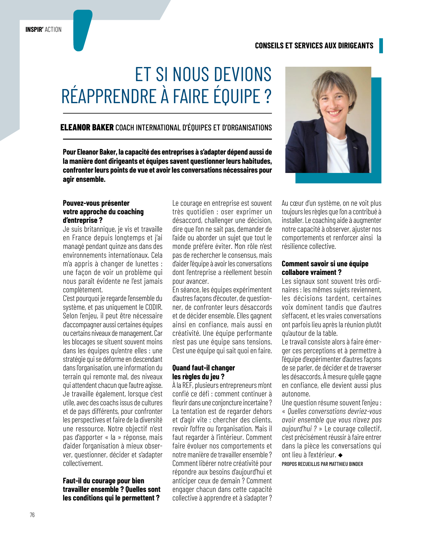 Et si nous devions réapprendre à faire équipe ? — Eleanor Baker, Inspir’